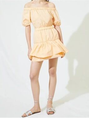 Maje Peach Off-Shoulder Mini Dress